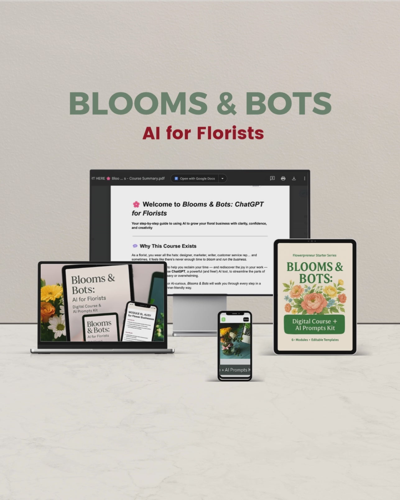 Blooms & Bots: AI for Florists | Digital Course + AI Prompts Kit