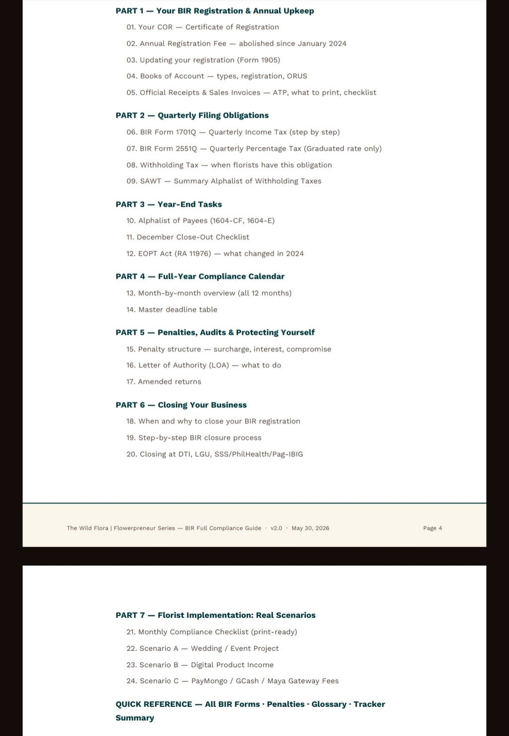 BIR Tax & Compliance Bundle for Florists (Annual ITR Guide + Full Compliance Guide + 6 Excel Trackers)