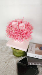 Preserved Pink Baby's Breath with Roses