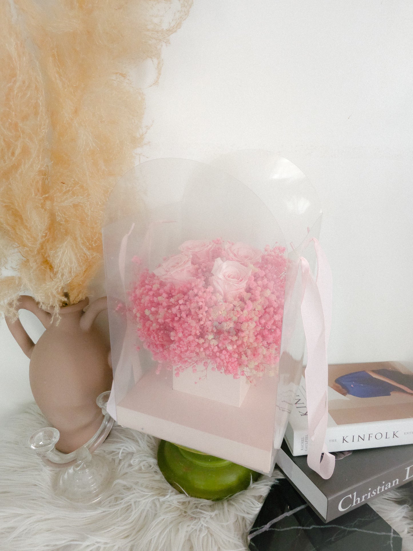 Preserved Pink Baby's Breath with Roses