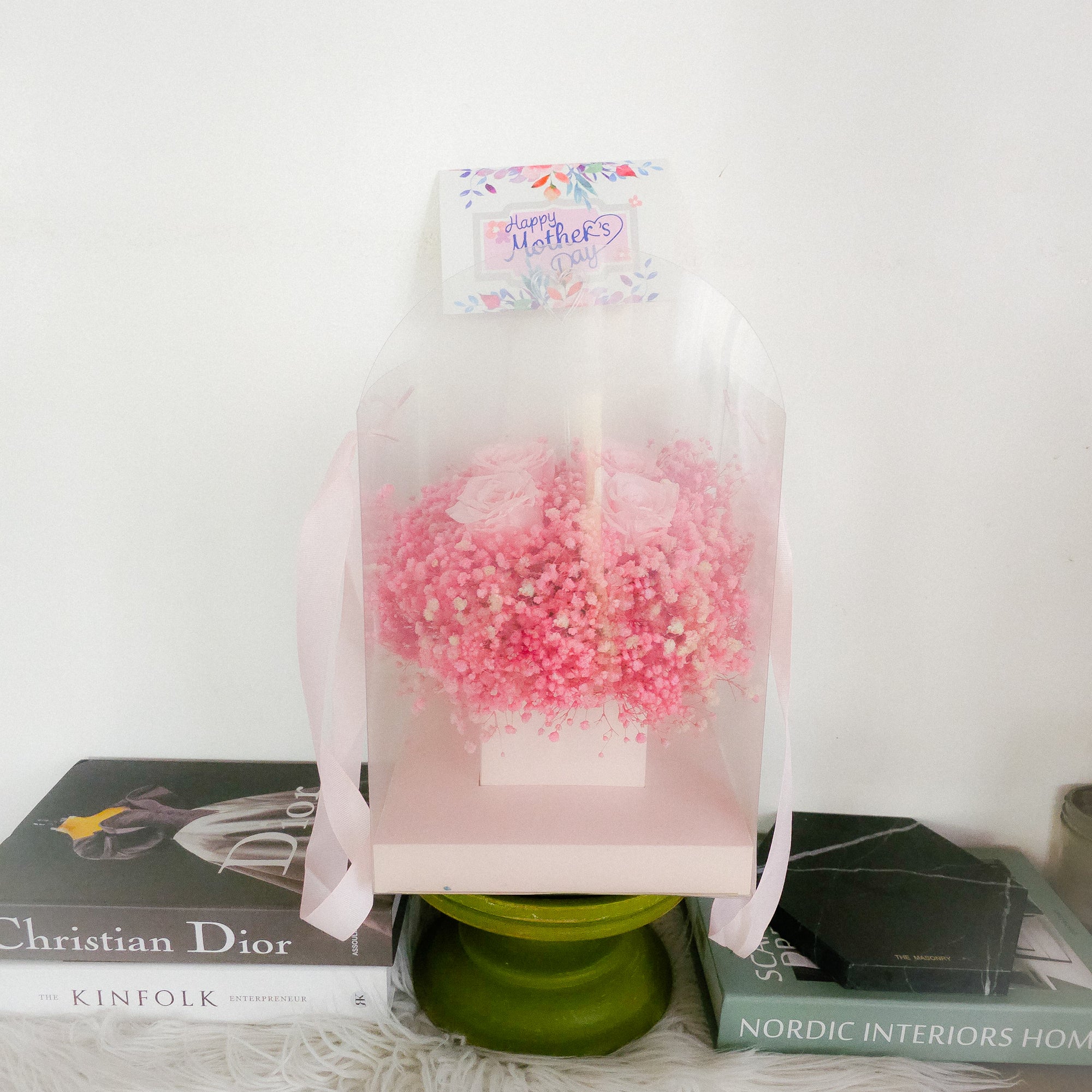 Preserved Pink Baby's Breath with Roses